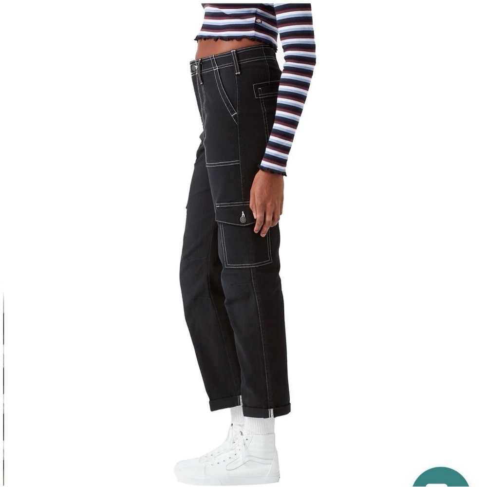 Black High-Waist Dickies Cargo with Contrast Stitching - Women